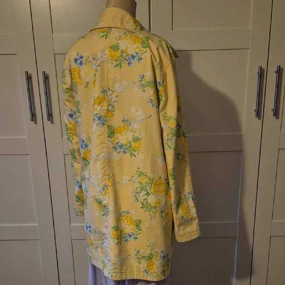 Andrea Viccaro Womens Sz Medium Floral Reversable Yellow Jacket - Picture 5 of 8